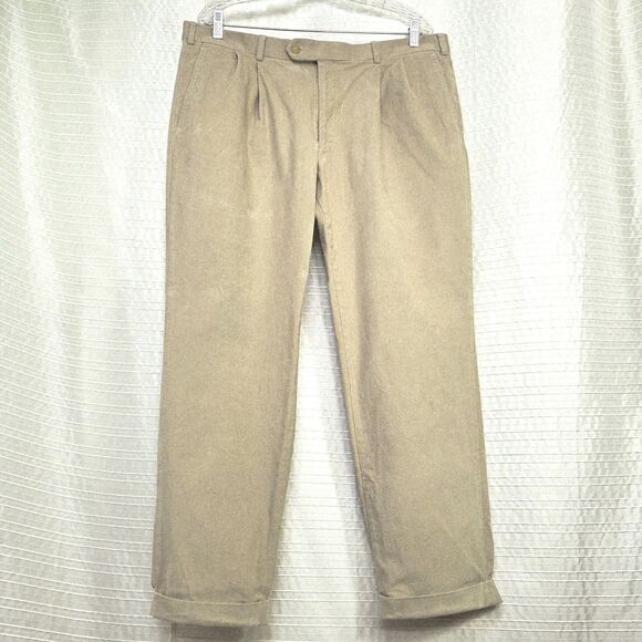 LRL Ralph Lauren Corduroy Pants Pleated Men's 38x30 (act 38x29) Camel Cuffed Hem - Picture 11 of 11